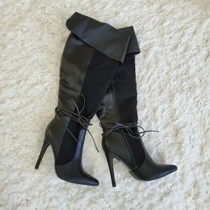 Knee-high Black Strappy Boots